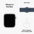 Apple Watch Series 9 GPS + Cellular 45mm Silver Aluminium Case with Storm Blue Sport Band - S/M - iBite Nitra G9