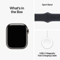 Apple Watch Series 9 GPS + Cellular 45mm Graphite Stainless Steel Case with Midnight Sport Band - S/M - iBite Nitra G9