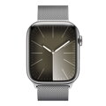 Apple Watch Series 9 GPS + Cellular 45mm Silver Stainless Steel Case with Silver Milanese Loop - iBite Nitra G1