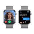 Apple Watch Series 9 GPS + Cellular 45mm Silver Stainless Steel Case with Silver Milanese Loop - iBite Nitra G5