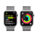 Apple Watch Series 9 GPS + Cellular 45mm Silver Stainless Steel Case with Silver Milanese Loop - iBite Nitra G7