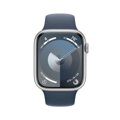 Apple Watch Series 9 GPS 45mm Silver Aluminium Case with Storm Blue Sport Band - S/M - iBite Nitra G1