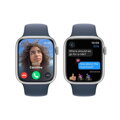 Apple Watch Series 9 GPS 45mm Silver Aluminium Case with Storm Blue Sport Band - M/L - iBite Nitra G5