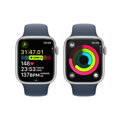 Apple Watch Series 9 GPS 45mm Silver Aluminium Case with Storm Blue Sport Band - M/L - iBite Nitra G7