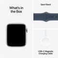 Apple Watch SE GPS 44mm Silver Aluminium Case with Storm Blue Sport Band - S/M - iBite Nitra G7