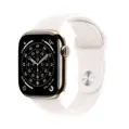 Apple Watch Series 11 GPS + Cellular 42mm Gold Titanium Case with Light Blush Sport Band - S/M