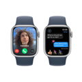 Apple Watch Series 9 GPS + Cellular 41mm Silver Aluminium Case with Storm Blue Sport Band - S/M - iBite Nitra G5