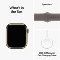 Apple Watch Series 9 GPS + Cellular 41mm Gold Stainless Steel Case with Clay Sport Band - S/M - iBite Nitra G9