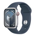 Apple Watch Series 9 GPS + Cellular 45mm Silver Aluminium Case with Storm Blue Sport Band - S/M