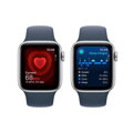 Apple Watch SE GPS + Cellular 40mm Silver Aluminium Case with Storm Blue Sport Band - S/M - iBite Nitra G4