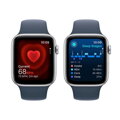 Apple Watch SE GPS + Cellular 44mm Silver Aluminium Case with Storm Blue Sport Band - S/M - iBite Nitra G4