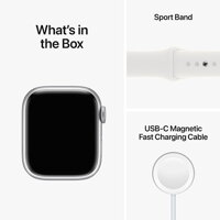 Apple Watch Series 8 GPS 41mm Silver Aluminium Case with White Sport Band - Regular - iBite Nitra G8