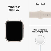 Apple Watch Series 8 GPS 45mm Starlight Aluminium Case with Starlight Sport Band - Regular - iBite Nitra G8