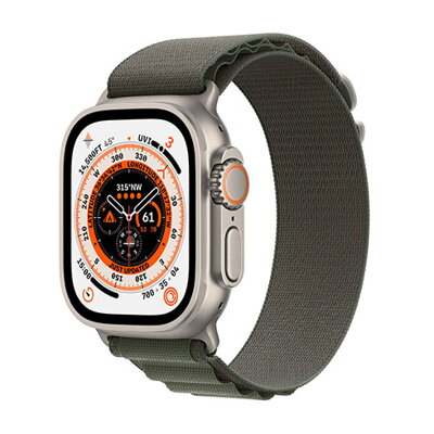 Apple Watch Ultra GPS + Cellular 49mm Titanium Case with Green Alpine Loop - Medium