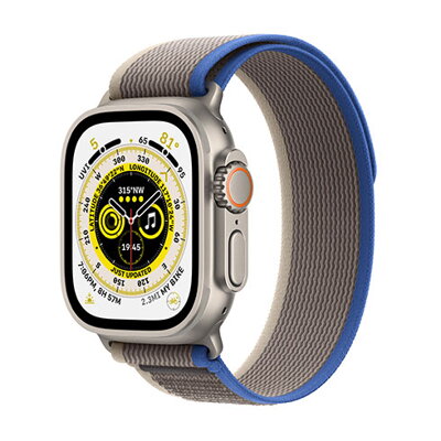 Apple Watch Ultra GPS + Cellular 49mm Titanium Case with Blue/Gray Trail Loop - S/M