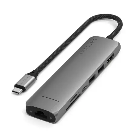 Satechi USB-C 7-in-1 Slim Multiport Adapter with Ethernet - Space Gray