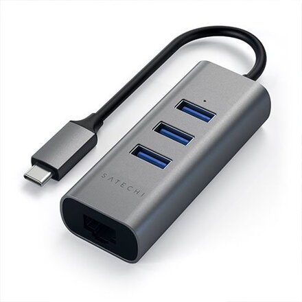 Satechi USB-C 3 USB 3.0 Port Hub & Ethernet Port - Space Gray