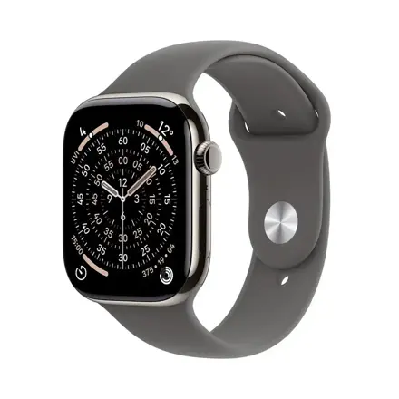 Apple Watch Series 11 GPS + Cellular 42mm Natural Titanium Case with Stone Grey Sport Band - S/M
