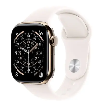 Apple Watch Series 11 GPS + Cellular 46mm Gold Titanium Case with Light Blush Sport Band - S/M