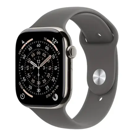 Apple Watch Series 11 GPS + Cellular 46mm Natural Titanium Case with Stone Grey Sport Band - S/M