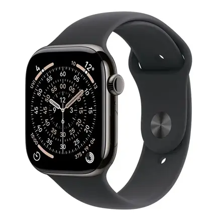 Apple Watch Series 11 GPS + Cellular 46mm Slate Titanium Case with Black Sport Band - S/M