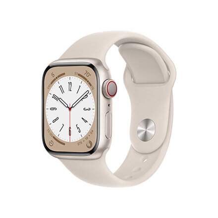 Apple Watch Series 8 GPS + Cellular 41mm Starlight Aluminium Case with Starlight Sport Band - Regular