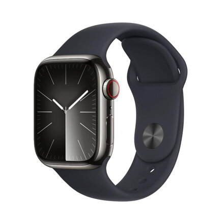 Apple Watch Series 9 GPS + Cellular 41mm Graphite Stainless Steel Case with Midnight Sport Band - M/L