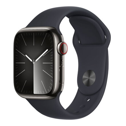 Apple Watch Series 9 GPS + Cellular 45mm Graphite Stainless Steel Case with Midnight Sport Band - S/M