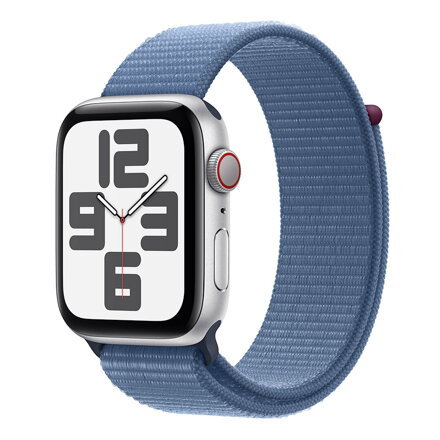 Apple Watch SE GPS + Cellular 44mm Silver Aluminium Case with Winter Blue Sport Loop