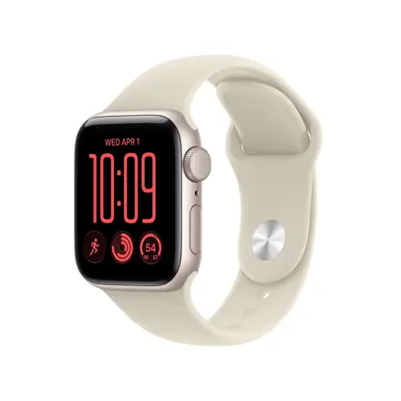 Apple Watch SE 3 GPS + Cellular 40mm Starlight Aluminium Case with Sand Sport Band - S/M