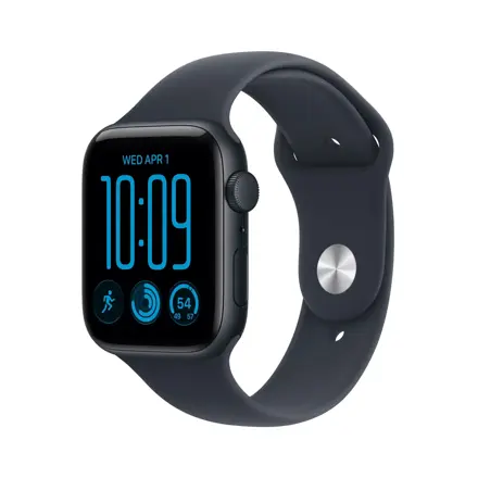 Apple Watch SE 3 GPS + Cellular 44mm Midnight Aluminium Case with Navy Blue Sport Band - S/M