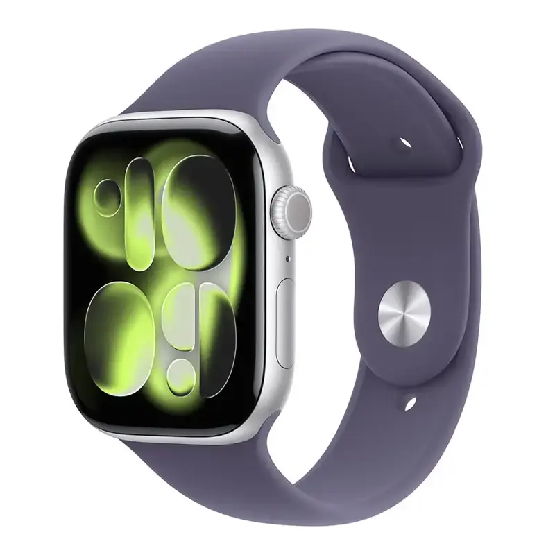 Apple Watch Series 11 GPS 46mm Silver Aluminium Case with Purple Fog Sport Band - S/M Apple Watch Series 11 GPS 46mm Silver Aluminium Case with Purple Fog Sport Band - S/M