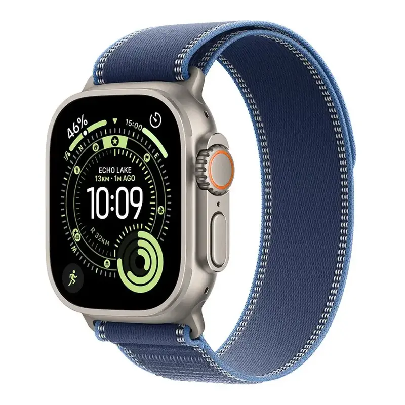 Apple Watch Ultra 3 GPS + Cellular 49mm Natural Titanium Case with Blue/Bright Blue Trail Loop - M/L Apple Watch Ultra 3 GPS + Cellular 49mm Natural Titanium Case with Blue/Bright Blue Trail Loop - M/L