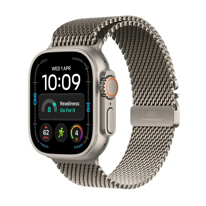 Apple Watch Ultra 4 GPS + Cellular 49mm Natural Titanium Case with Natural Titanium Milanese Loop - M