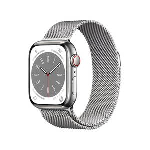 Apple Watch Series 8 GPS + Cellular 41mm Silver Stainless Steel Case with Silver Milanese Loop