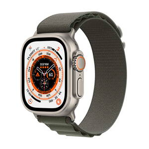 Apple Watch Ultra GPS + Cellular 49mm Titanium Case with Green Alpine Loop - Small