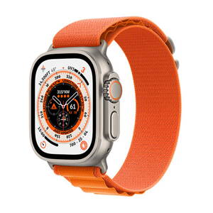 Apple Watch Ultra GPS + Cellular 49mm Titanium Case with Orange Alpine Loop - Medium